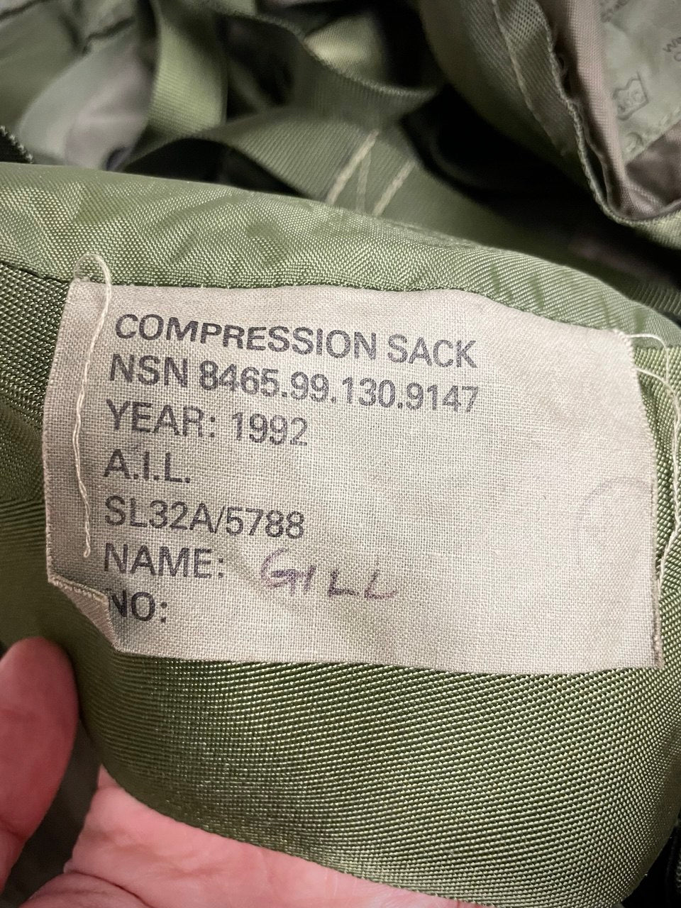 Brittiarmeijan PLCE-kompressiopussi, ylijäämä
